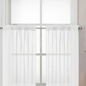 4 panels (36x36) White Sheer Curtains
